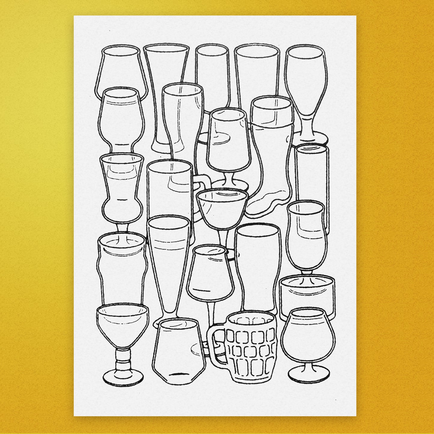 Beer Glasses A3 Screen Print